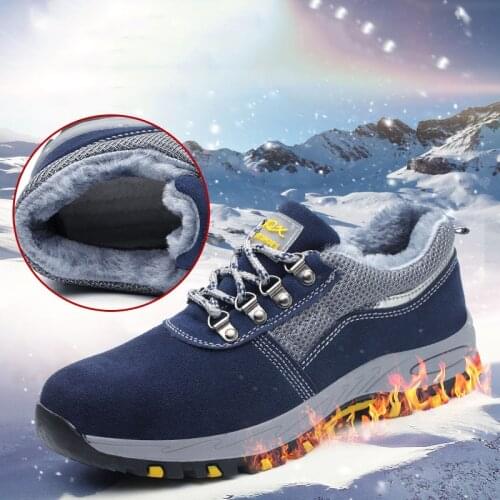 Winter Safety Work Boots Steel Toe Working Men Boots Warm Add Velvet Cold Protective Non Slip Anti Smashing Puncture Proof Shoes