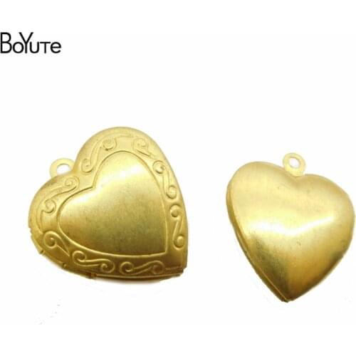 BoYuTe (200 Pieces/Lot) 13MM 20MM Heart Lockets Can Put Photo Locket Pendant Materials Diy Jewelry Accessories Wholesale