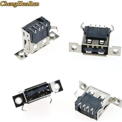 ChengHaoRan 1pcs Micro USB 2.0 Female Jack 4Pins USB Port Dock Connector Tail Charging Socket With Screw Holes