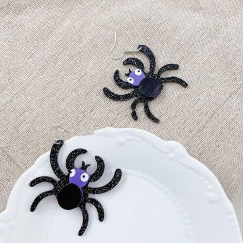 ZiccoWong Halloween Black Scary Spider Drop Earrings for Women Girls Cobweb Dangle Earrings Festival Charm Party Jewelry
