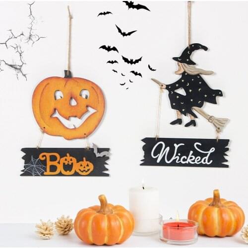 Halloween Wooden Pendant Decoration Holiday Party Wall Horror Home Decoration Halloween Atmosphere List