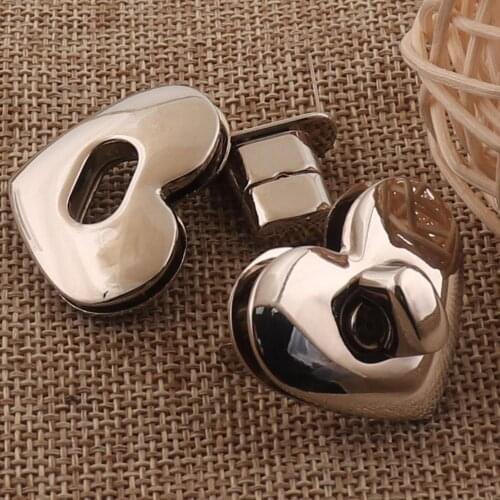 6 PCS Silver Purse Locks,Heart Shape Twist Closure Lock,Purse Twist Lock,Turn Lock,DIY Purse,Purse Closure 1 1/4"(32MM)