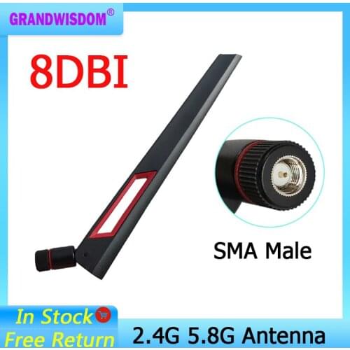2.4GHz 5GHz 5.8Ghz wifi Antenna real 8dBi SMA Male Connector Dual Band wifi Antena aerial wireless router 2.4 ghz 5.8 ghz