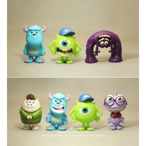 Disney Monsters University Mike Wazowski Mr Q 7pcs/set 8cm Action Figure Anime Mini Decoration PVC Collection Figurine Toy model