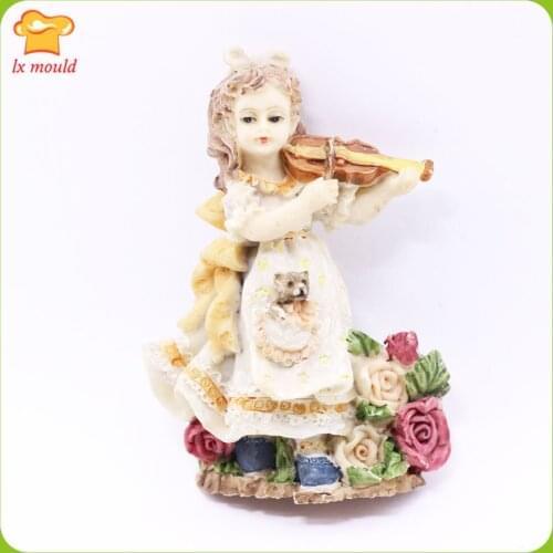 LXYY MOULD New Violin Fairy Fondant Chocolate Angel Silicone Mold Girl Molds