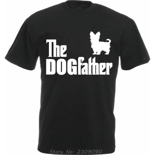 Funny Dog T-shirt The Dogfather Yorkshire Terrier Mens Yorkie Dog Tshirt Men Short Sleeve Cotton Tees Tops Harajuku
