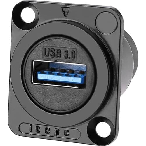 Icepc RJ45 Cat6 USB 3.0 Socket D-Type Module Shielded Industrial Panel Mount Bulkhead Female/Female Feed Thru Coupler Signal IP6