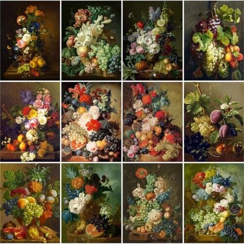 5D DIY Diamond Painting Flower Fruit Grape Diamond Embroidery Decorative Paintings Cross Stitch Kits Handicraft Needlework Art