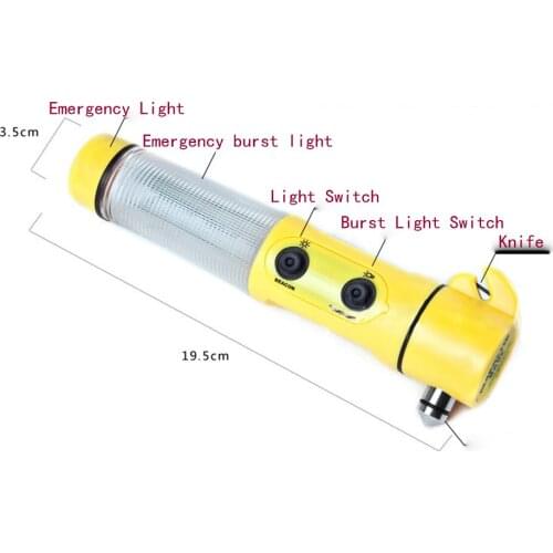 C035 Multi Functional 4 in 1 Car Safety Emergency Escape Hammer with LED Flashlight Window Breaker