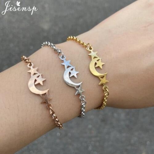 Fashion Simple Star Moon Pendant Chain Bracelets for Women Trendy Jewelry Stainless Steel Bracelet Bangle Girl Party Jewelry Gif