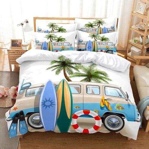 Cartoon Beach Car Bedding Duvet Cover Set 3d Digital Printing Bed Linen Fashion Design Comforter Cover Bedding Sets Bed Set
