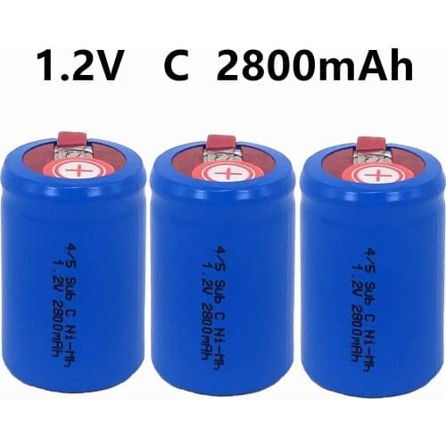 2021 New 4/5SC SC Sub C li-ion Li-Po Lithium Battery high-discharge 1.2V 2800mAh Rechargeable Ni-MH Batteries With Welding Tabs