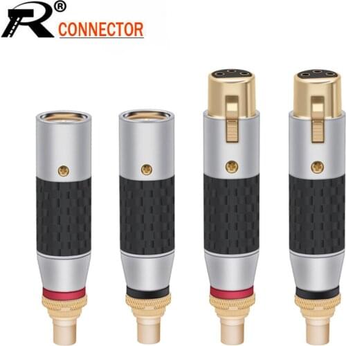 Copper Carbon Fiber Rhodium Plating Audio Adaptor RCA Female to XLR 3Pin Male/Female Audio Adapter Connector