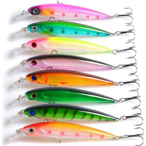 POETRYYI 8Pcs Laser 3D Eyes Bionic Minnow Fishing Lure 11cm 13.4g Artificial Hard Bait Treble Hook Fishing Bait