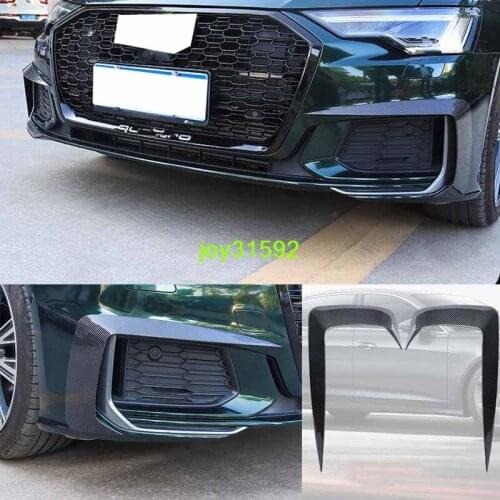 Carbon fiber Look Front Fog Light Lamp Decorative Strip Trim For Audi A6 C8 2019-2020 Car Styling Accessories