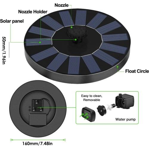 7V Solar Water Fountain Pool Pond Waterfall Fountain For Garden Decoration Outdoor Bird Bath Floating Solar Powered Fountain