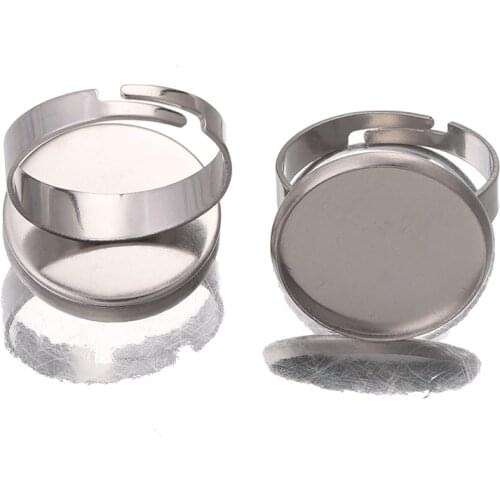 10pcs/Lot Stainless Steel Adjustable Ring Settings Blank Base,Fit 6 8 10 12 20 25mm Glass Cabochons,Buttons;Ring Bezels