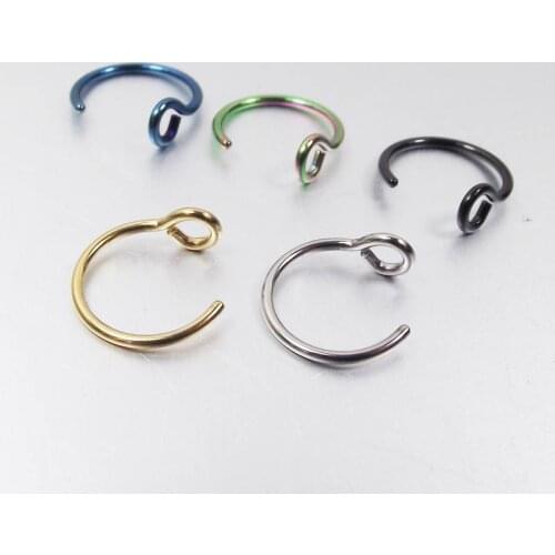 SaYao 2 Pieces Stainless Steel Hoop Nose Ring stud Nose Nail Rings body piercing jewelry Fake Nostril for women Men