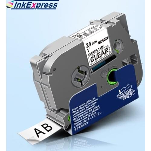 24mm STe 151 Stencil Tape For Brother STe-151 Label Tape Stencil TZe Tape Black on Clear For Brother P touch Label Maker