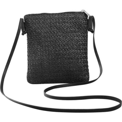 Straw Plait Small Square Bags One Shoulder Slanted Cross Bag Handbag Coin Purses Casual Holiday Beach Bag