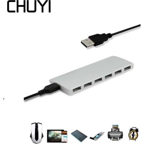 Ultra Thin USB Hub 2.0 Portable 7 Ports Multi USB2.0 Splitter Adapter For Macbook Pro Laptop PC Tablet Computer Accessories