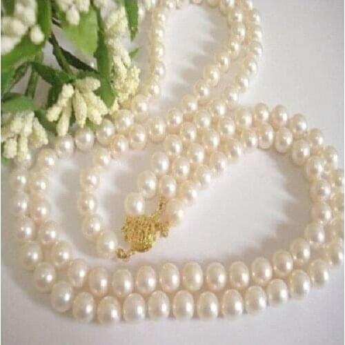 VERL CHARMING 2 ROW 8-9 MM AAA AKOYA WHITE PEARL NECKLACE 18"