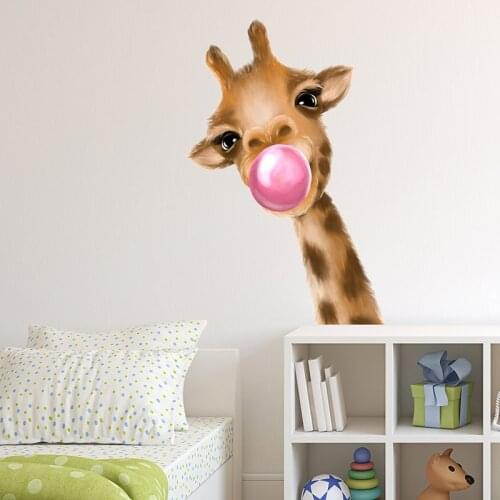 Blowing Bubbles Giraffe Wall Stickers for Kids room Children Bedroom Wall Decor Eco-friendly Vinyl Wall Decals Home Decor Murals