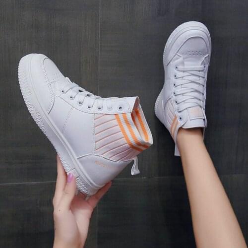 High-top Platform Pu leather Women Shoes Retro Lace-up Ladies Casual Sneakers Outdoor Breathable Leisure Footwear shoes woman