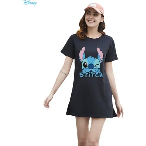 Disney Stitch T-shirts Women 2021 Summer Y2K Tshirts for Ladies O Neck Short Sleeve Midi Anime Clothe Tops Mujer Free Shipping