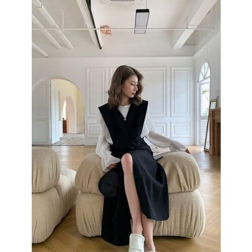 Dream DT edition Korean V-neck womens French retro dress 2021 new spring strap skirt