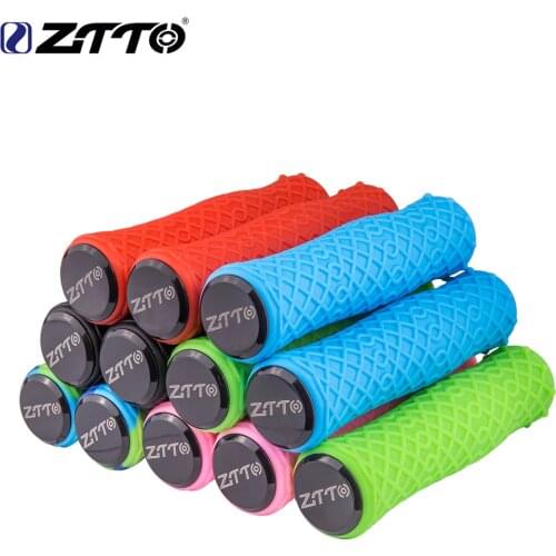 ZTTO 1 Pair Push Bike Pure Silicone Durable Gel Shock Proof Bicycle Grips with Bar end For MTB Mountain Bike Bicycle Parts