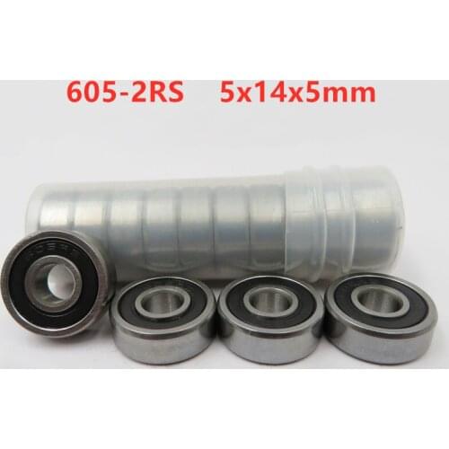 100pcs miniature bearing 605-2RS 5*14*5 mm rubber sealed deep groove ball bearings 605 2RS 605RS 5mmx14mmx5mm
