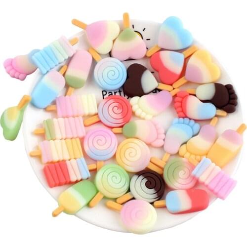 20 Pcs Double Color Resin Beads Popsicle Ice Cream Scrapbooking DIY Flatback Resin Embellishments Christmas Creative Hobbies