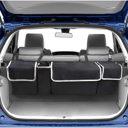 2020 New Car Backseat Trunk Organizer Hanging Organizer Foldable Cargo Storage Bag with 4 Pockets Fit for Most Vehicles