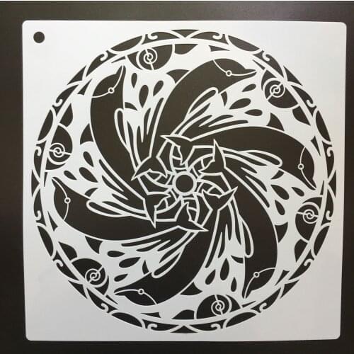 30*30cm size dolphin diy craft mandala mold for painting stencils stamped photo album embossed paper card on wood fabric wall