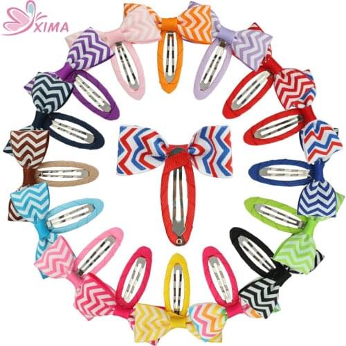 XIMA 32PCS Colorful Stripe 2.5 Inch Bow Hairpins Hair Barrettes Children Accessories Cute Girls Head Wear Hair Clip Accessories