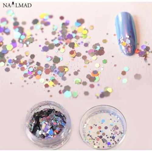 4.5g/box Nail Art Glitter Mix Holo Hexagon Acrylic Glitter Mixes Holographic Glitter Nail Sequins Nail Art Decorations