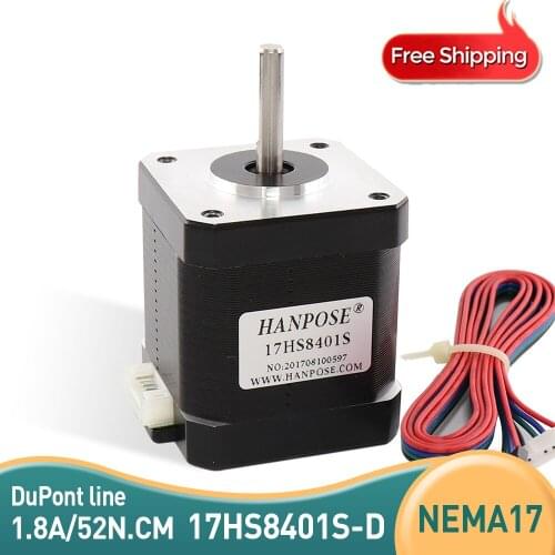 Free Shipping 4-lead Nema17 Stepper Motor 48mm / 78Oz-in / 1.8a motor 1.7A 17HS8401S-D motor for 3D printer with DuPont line
