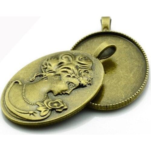 5pcs/lot Virgin Mary Antique Bronze Pendant Cabochons Settings Blank Trays Bezel fit 30*40mm DIY Necklace Jewerly Findings