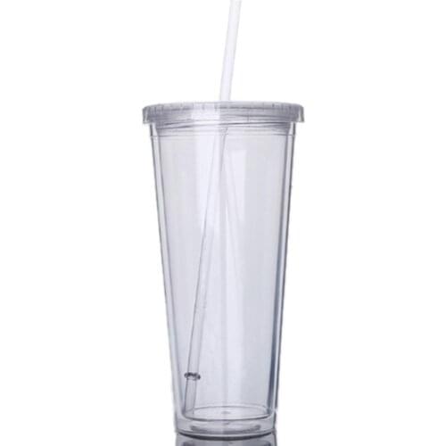 Double-layer plastic anti-scalding hand straw cup Premium Grade Acrylic Double Walled Dishwasher Safe Versatile