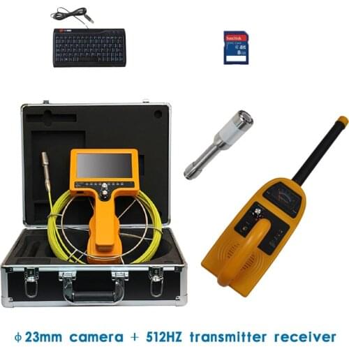 7" Monitor 23mm 512hz Transmitter Built-in Camera DVR Sewer Drain Pipe Wall Inspection System With Keyboard Receiver Locator