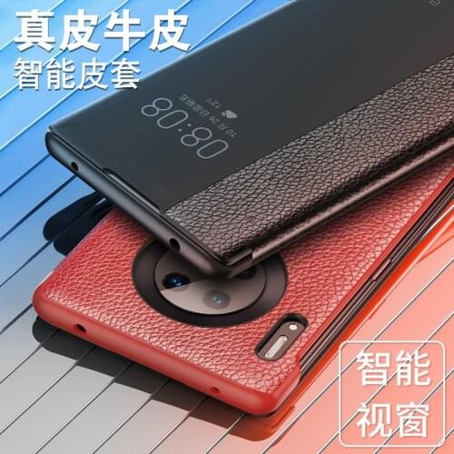 Genuine Leather Case For Huawei Mate30 Case Intelligent Cover Etui Window View Coque For Huawei Mate 30 Pro Case Fundas Capa
