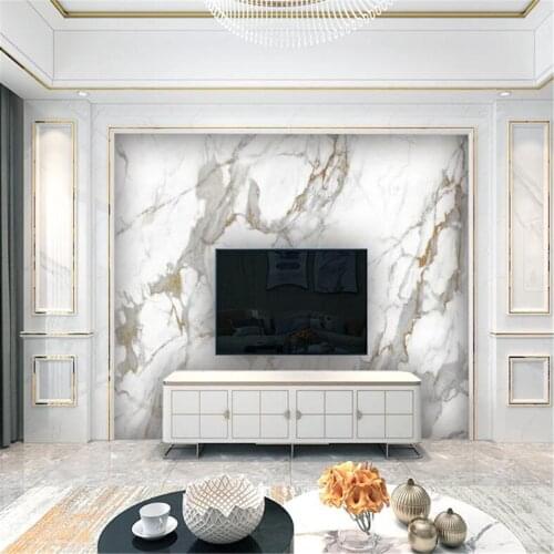 Milofi background wall custom high-definition atmospheric gilt jazz white marble large wallpaper mural