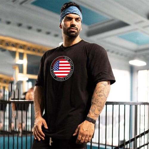 Running Oversized T shirts Men Dropped Shoulder Short Sleeve Tops Summer New Style Loose T-shirt Men Male Tee Cotton Tshirt