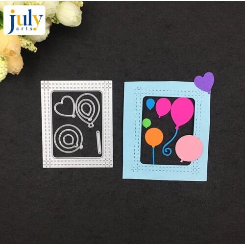 Julyarts Carbon Steel Material Frame Cutting Embossing Square Balloon Cutter Paper Silver Cutting Metal for DIY Scrapbooking