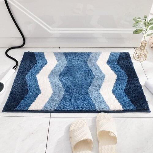 Quality Striped Pattern Anti-Slip Bath Mats 1pcs Soft Hallway Bathroom Mat Home Polyester Floor Carpet Toilet Rug Doormat Mat