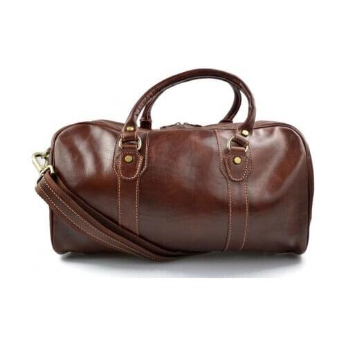 Leather duffle bag genuine leather travel bag overnight brown