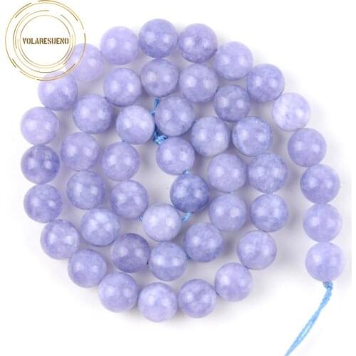 Natural Angelite Round Beads Blue Loose Spacer Stone Beads For Jewelry Making Diy Bracelet Accessories 15”strand 4/6/8/10/12mm