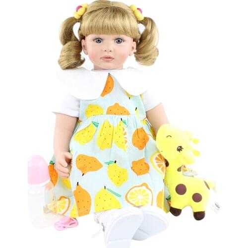 60cm cloth body gold curly hair rebirth baby doll long hair Princess silicone changing toys childrens festival gift