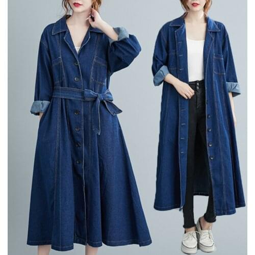 LLLmwybiao Women's Denim Trench Coats